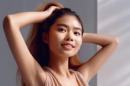 Woman touching her hair