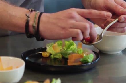 Close up of someone making food