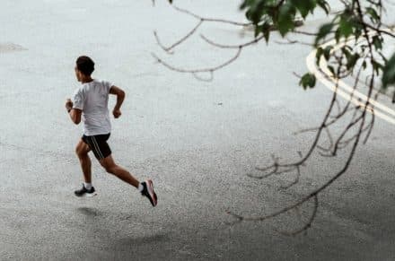 Few away shot of a man running