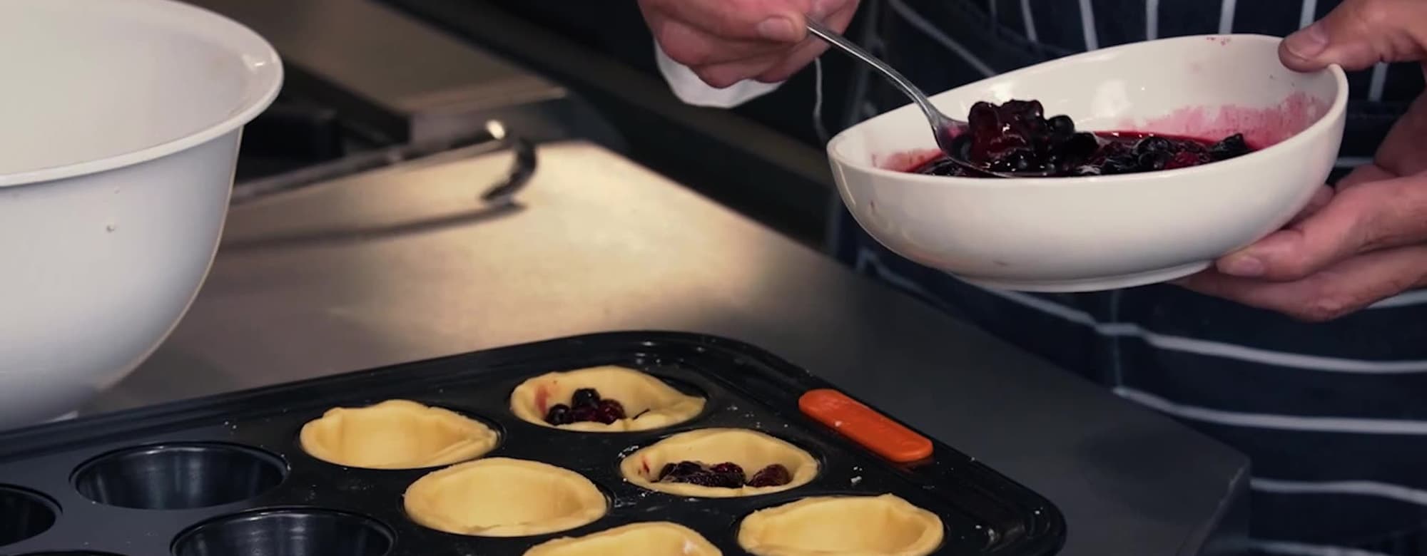 Close up of someone making food